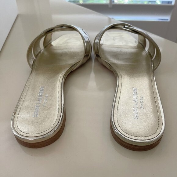 YSL PlatinumTribute Flat Slide Sandal - Run Small So Size Up ½ Size - Picture 4 of 10